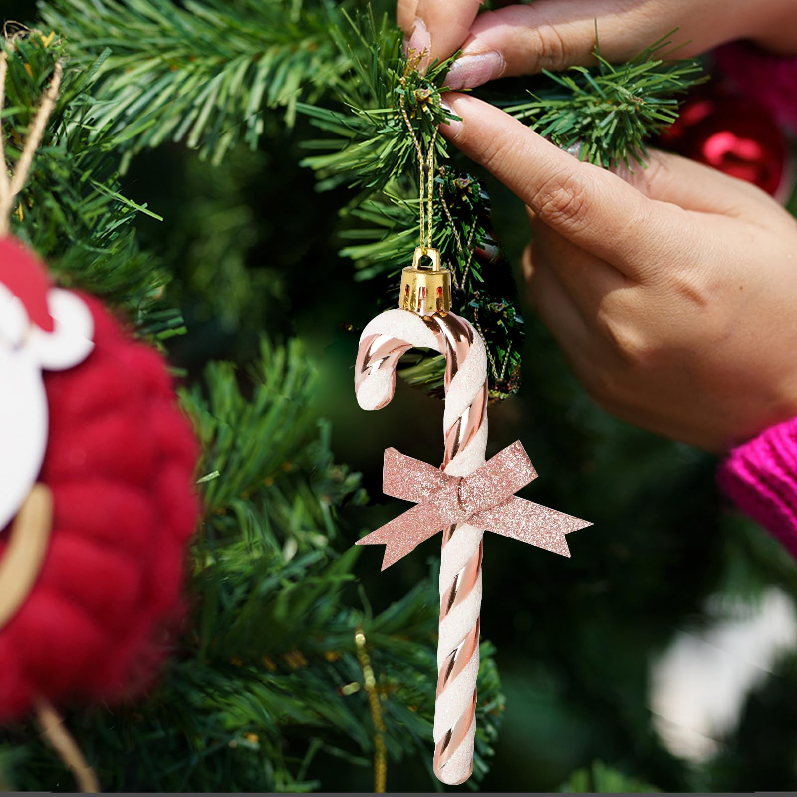 Ciondoli Albero Di Natale A Forma Di Bastoncino Di Zucchero: 8 Pezzi Verde, Decorazioni Lucide E Scintillanti