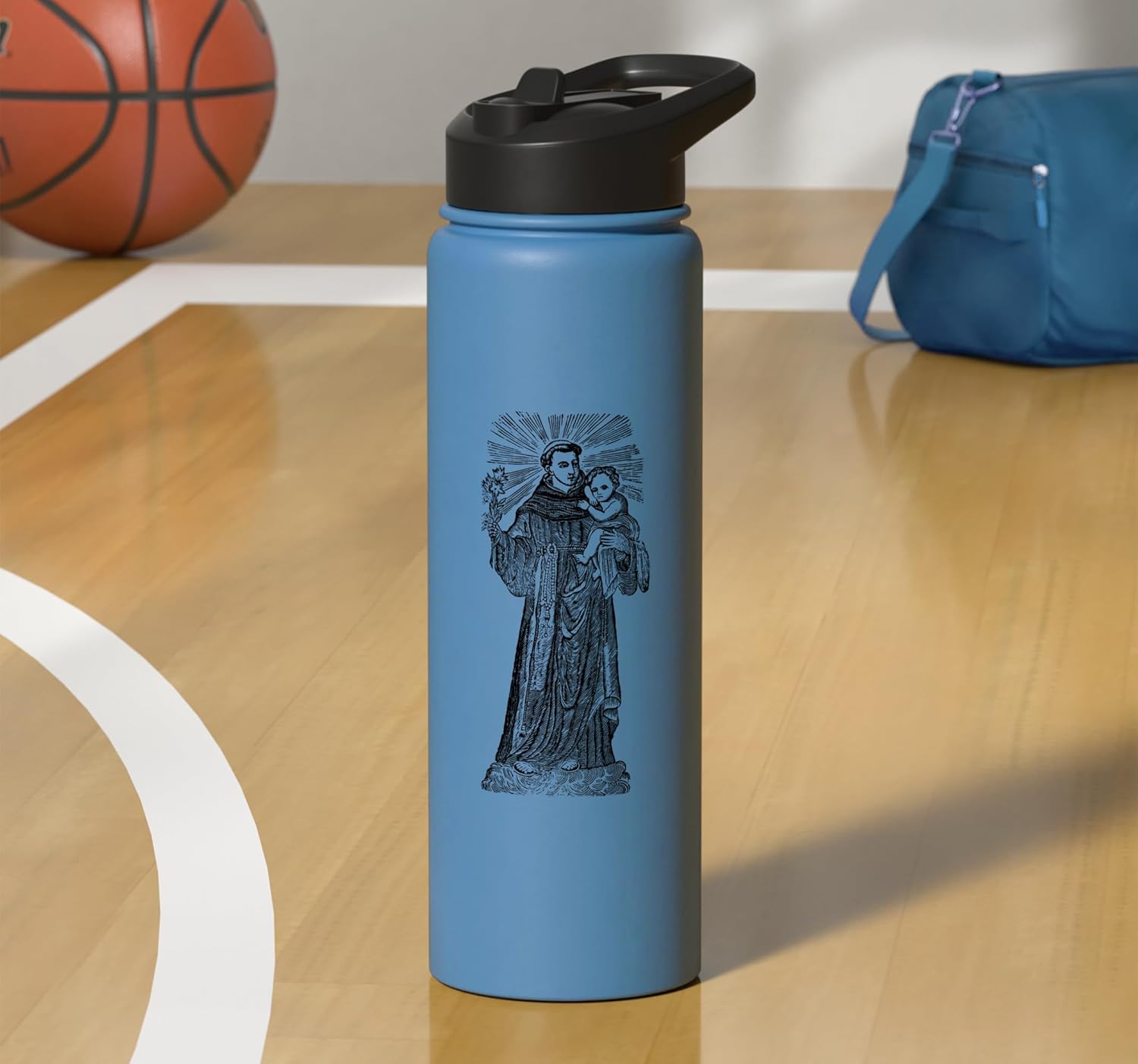 St Anthony of Padua Baby Jesus Vintage Catholic Patron Saint Stainless Steel Insulated Water Bottle