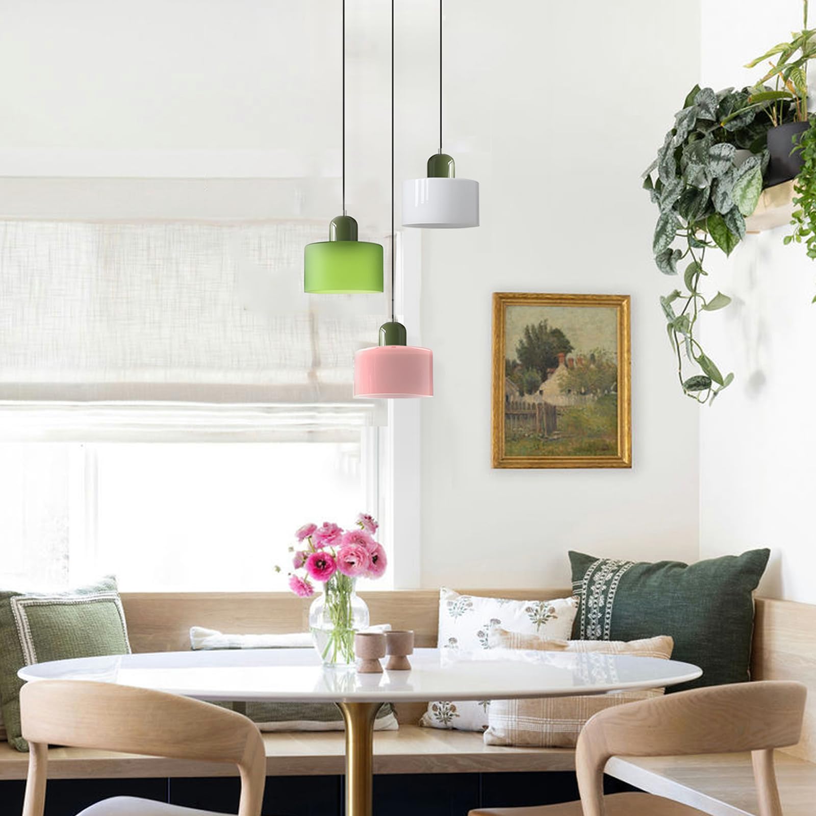 15CM Lampadario in Vetro Stile Scandinavo, Lampada a Sospensione E27, Altezza Regolabile, Metallo & Vetro, Illuminazione Moderna per Cucina, Soggiorno, Sala da Pranzo, Bar (Rosa)