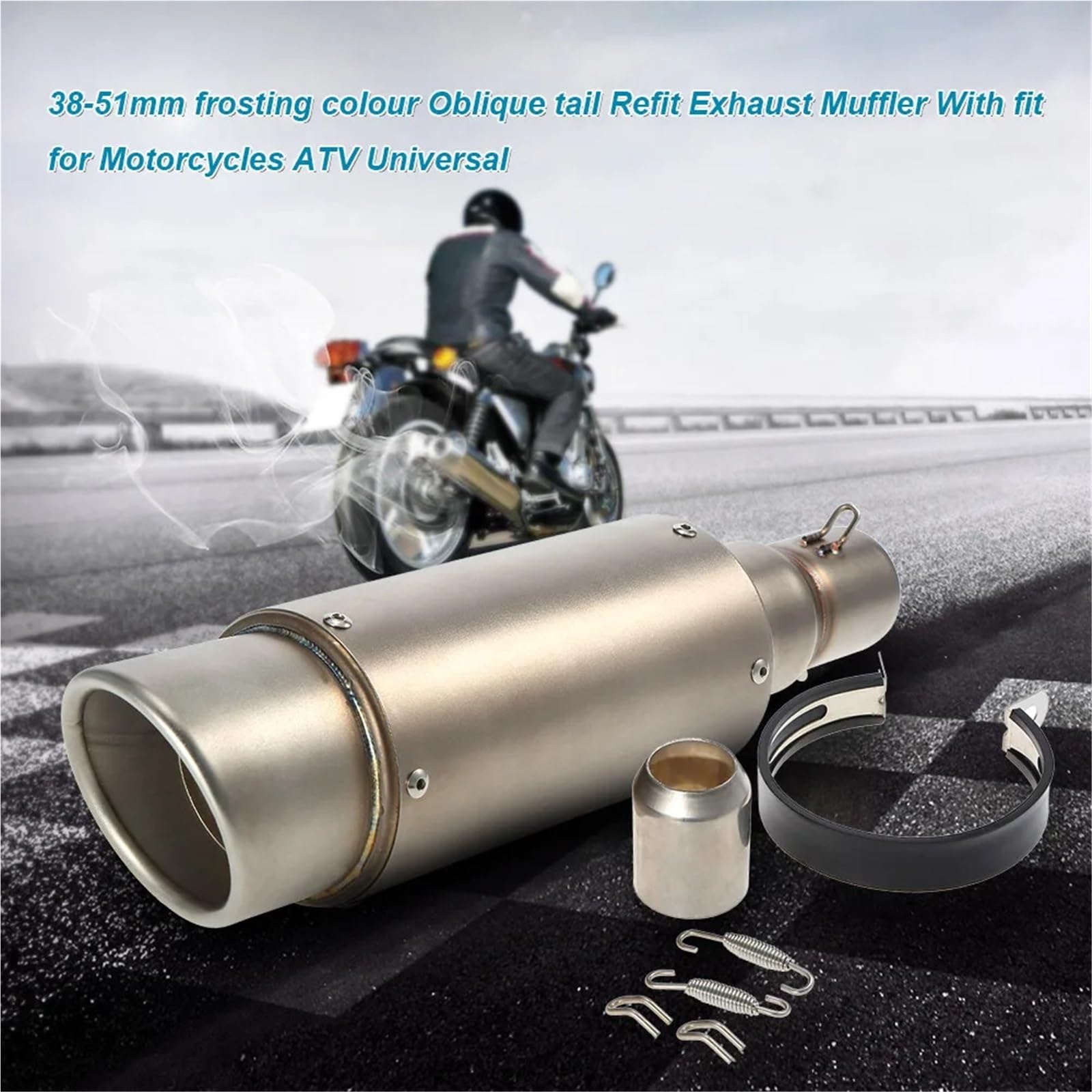 Tłumik końcowy 38-51mm Frosting Color Ukośny ogon Refit Wydechowy Tłumik Z Pasowaniem Do Motocykla Uniwersalny Motocykl układ wydechowy samochodowy