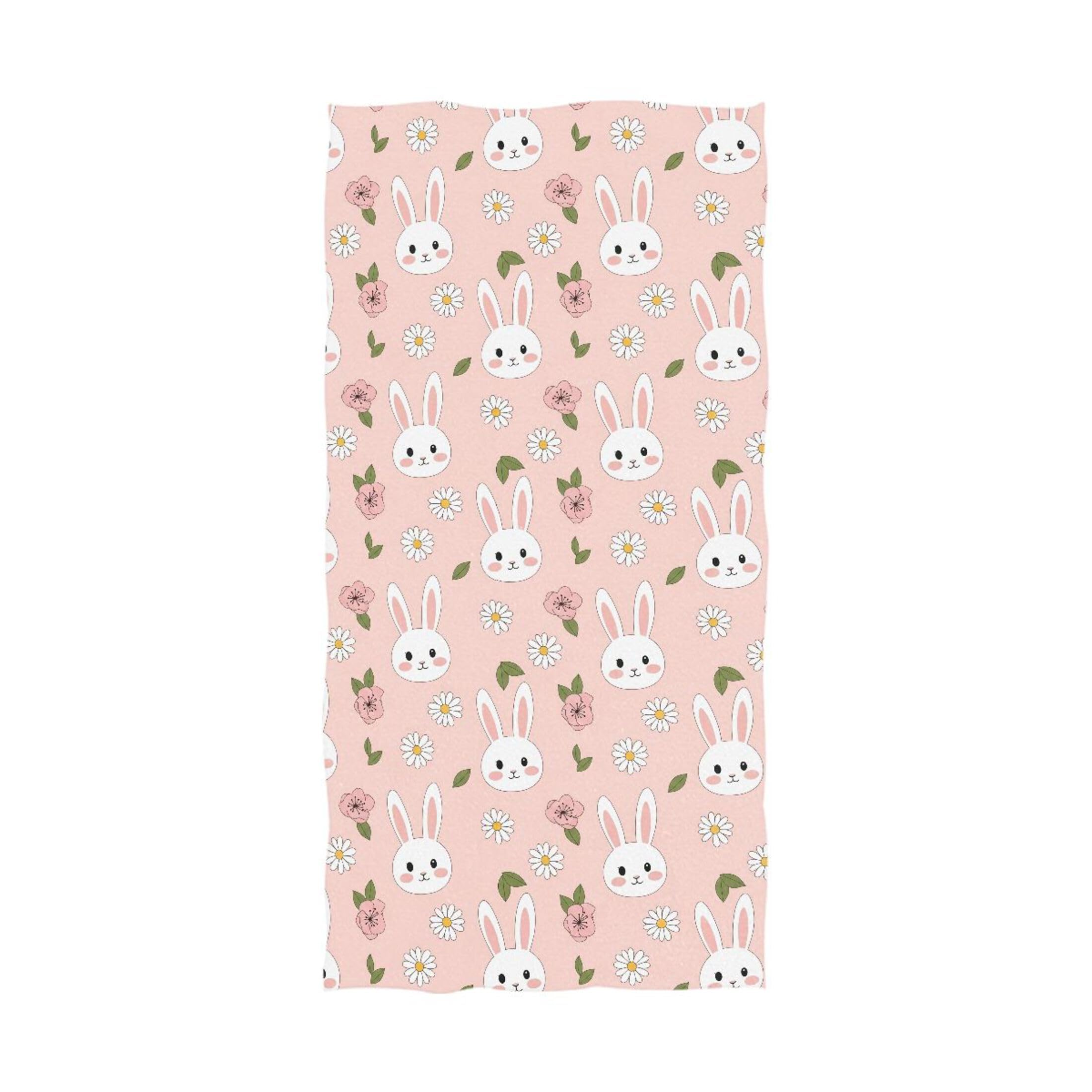 Kutsu Bunny Bath Towel, Highly Absorbent Cotton Soft Bath Hand Towel for Bathroom Kitchen Hotel Spa, 64 x 32 In