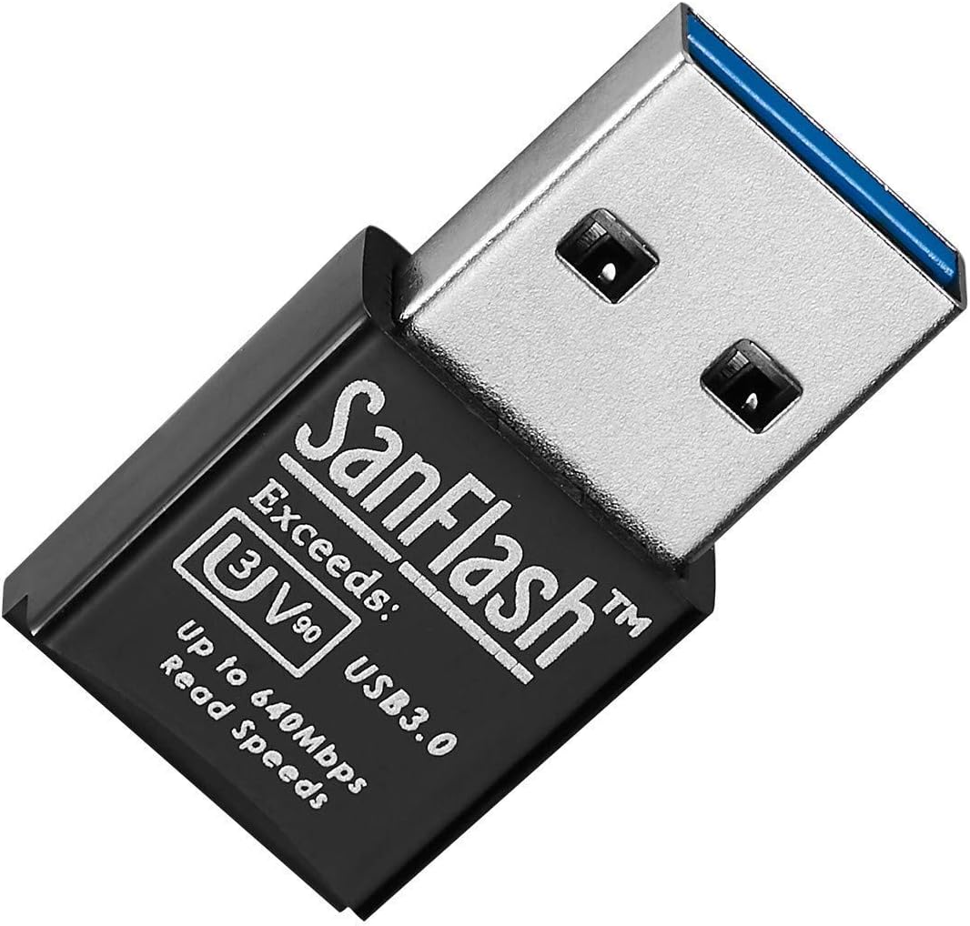 SanFlash PRO USB 3.0 Card Reader Works for HTC O2 XDA Trion Adapter Directly Read at 5Gbps Works for Your MicroSDHC MicroSDXC Cards!