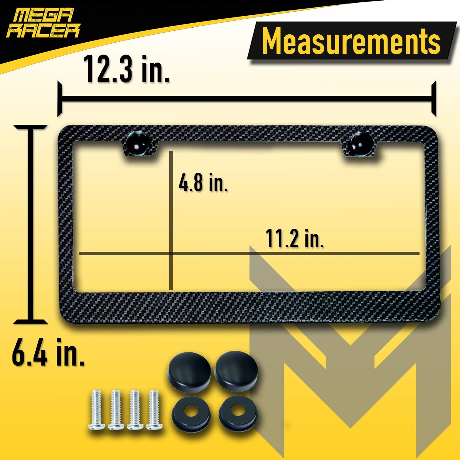 Buy Mega Racer Carbon Fiber License Plate Frame Black Aluminum Metal