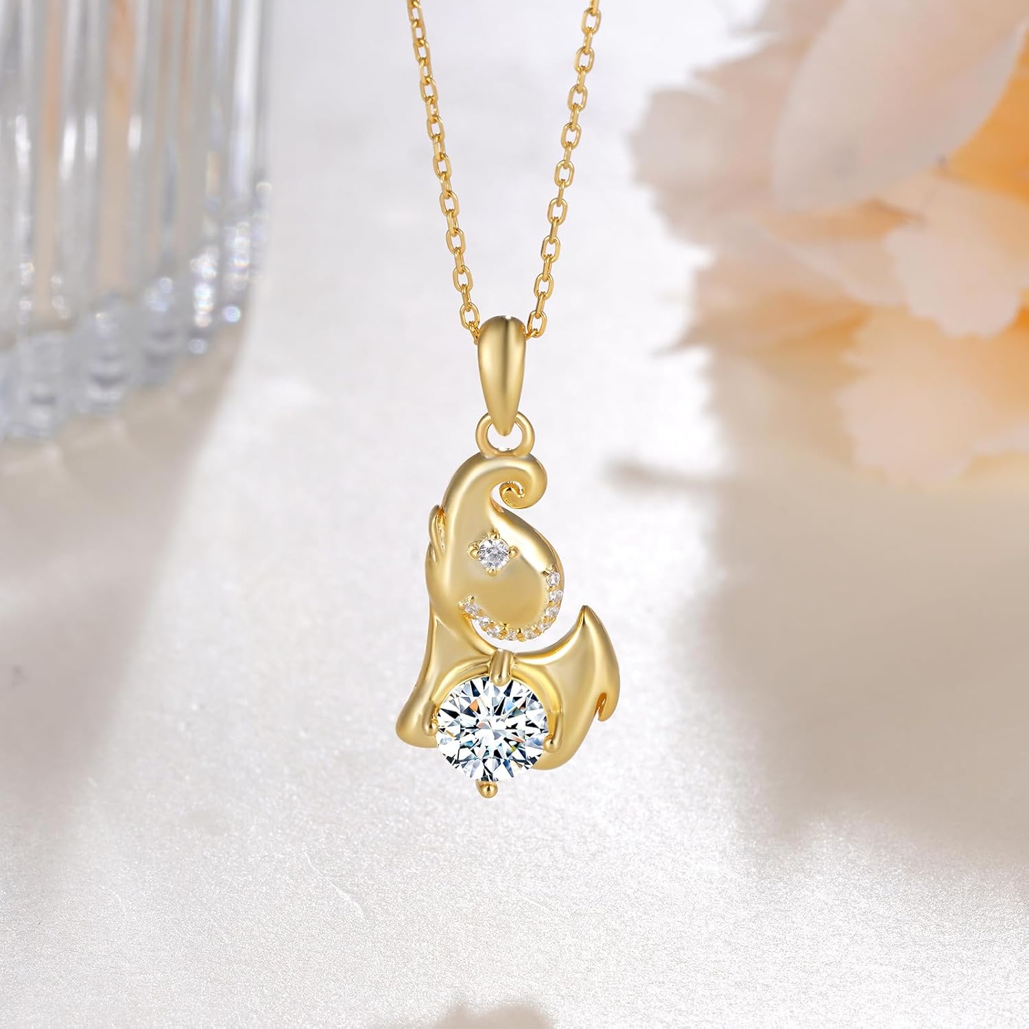 Animal Moissanite Necklace 925 Sterling Silver Moissanites Necklaces for Women Animal Pendant with Moissanite Stone Jewelry Gifts for Women