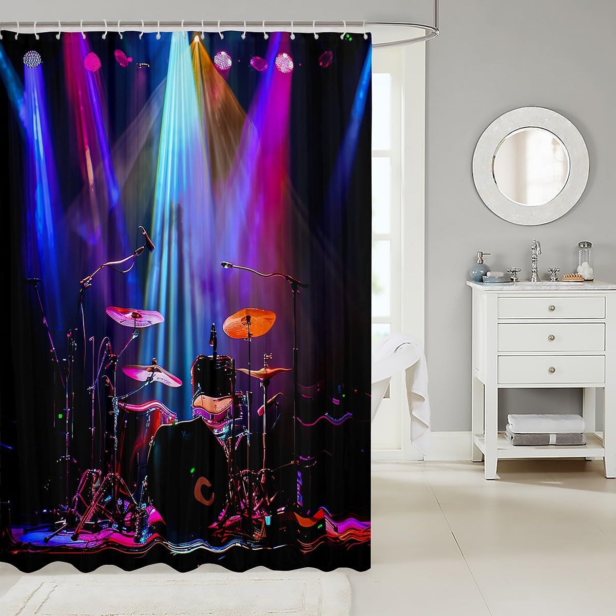 Feelyou Drum Kit Shower Curtain 72"x72" for Bathroom Waterproof image 2