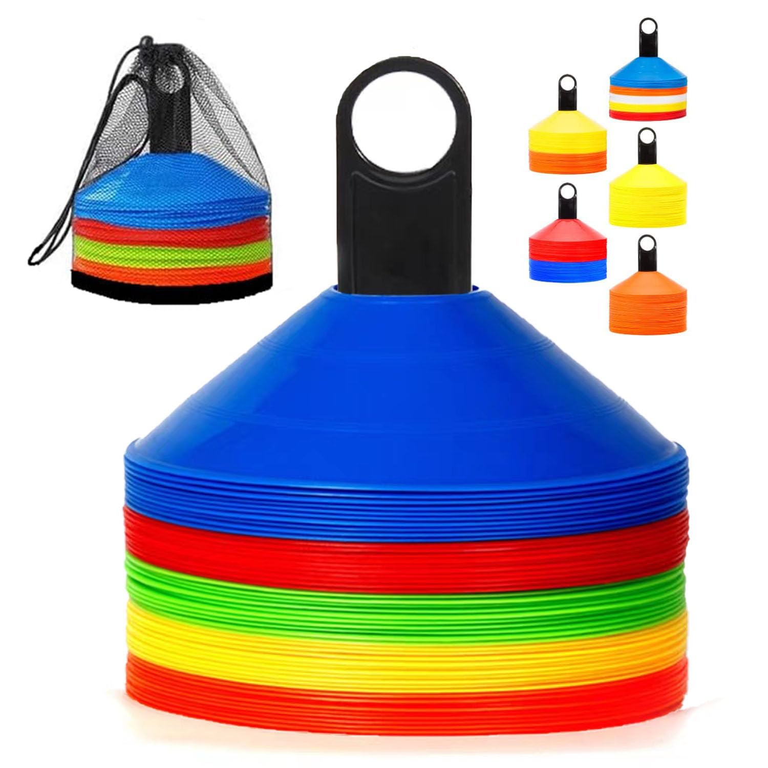 Soccer Disc Cones Training Sports Cone with Carry Bag and Holder for Sports Training, Football, Basketball, Coaching, Practice Equipment, Kids (disc90)