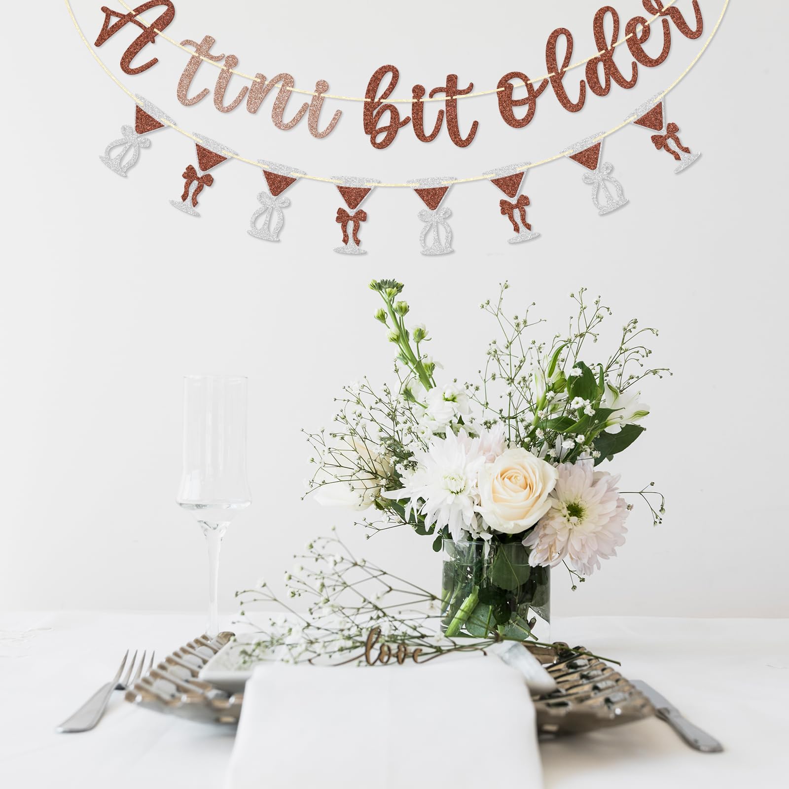 Espresso Martini Bachelorette Party Banner - 'A Bride In A Tini Bit' Black Glitter Garland - View #9