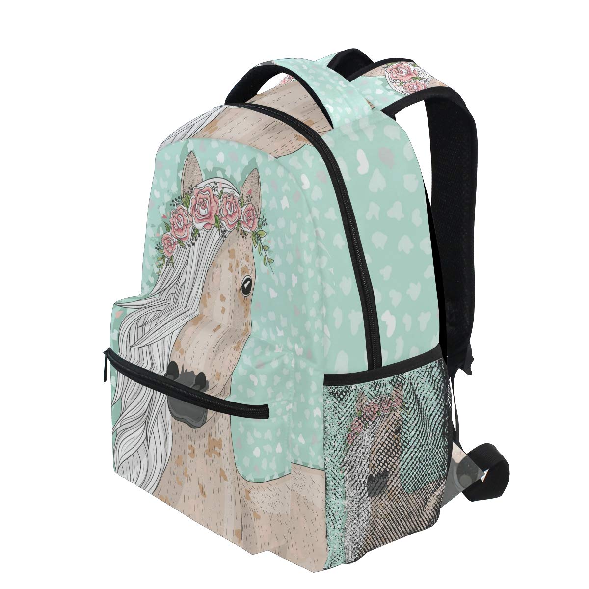 Mochila Escolar Flower Horse para Mochila de Viaje para niños niñas niños Bookbag