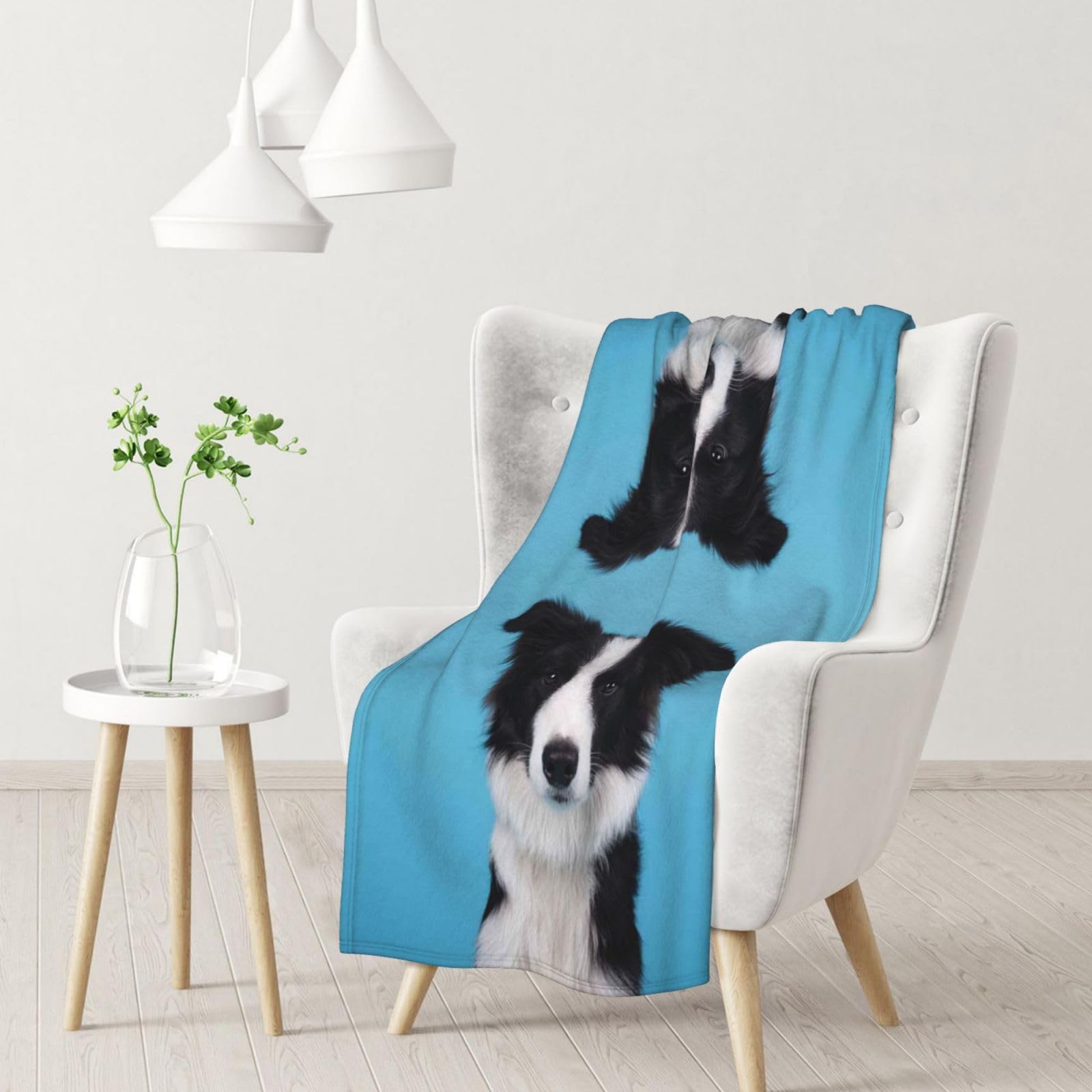 DNBCLEZK Border Collie Throw Flannel Blanket Sofa Blanket Bed Blanket,Personalised Print Soft Blanket 102x76cm