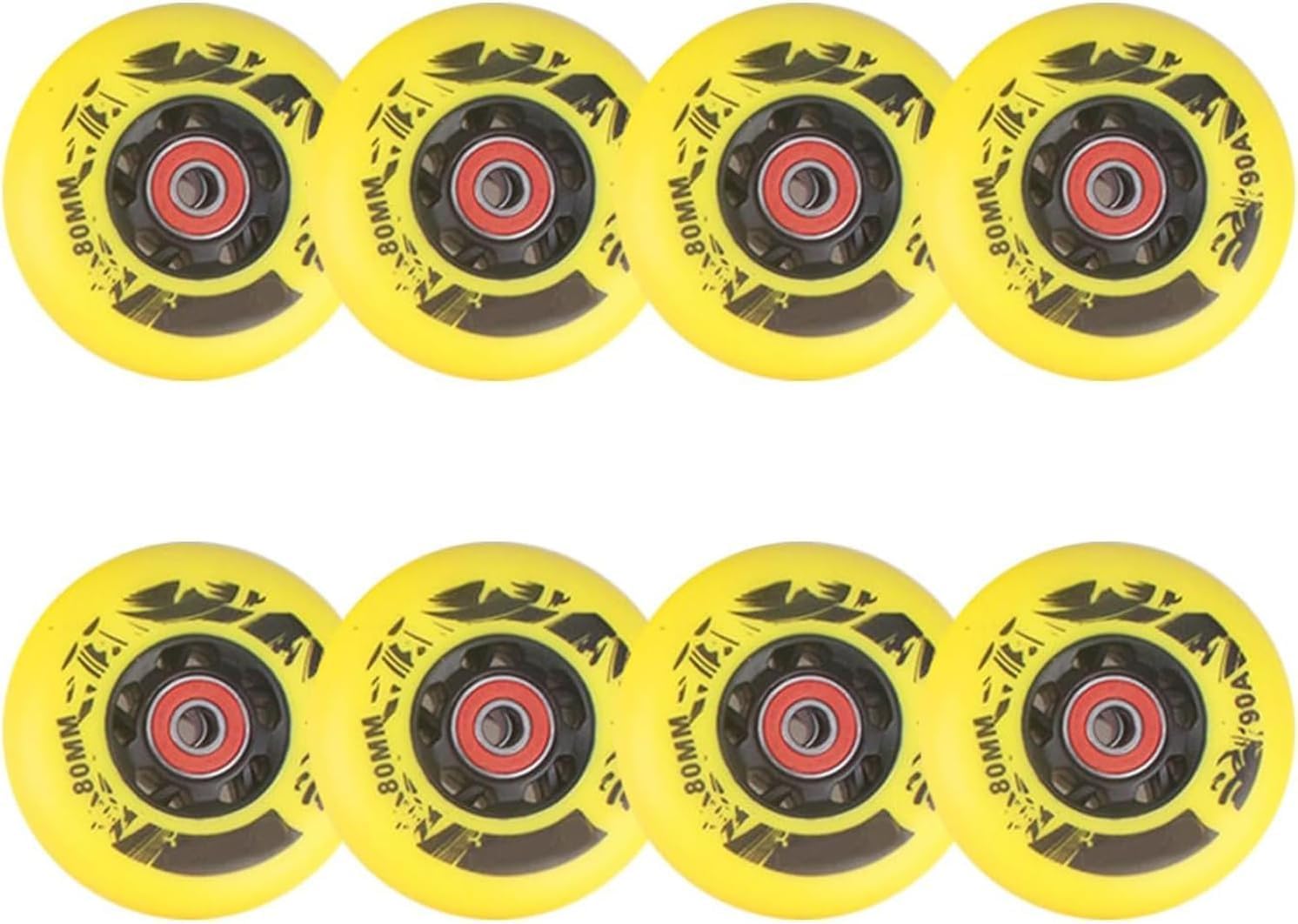 Indoor Inline Skate Replacement Wheels, 72MM 76MM 80MM Inline Wheels For Indoor/Outdoor Luggage Wheels Scooters Wheels,Yellow,80mm(Color:Yellow,Size:72mm)