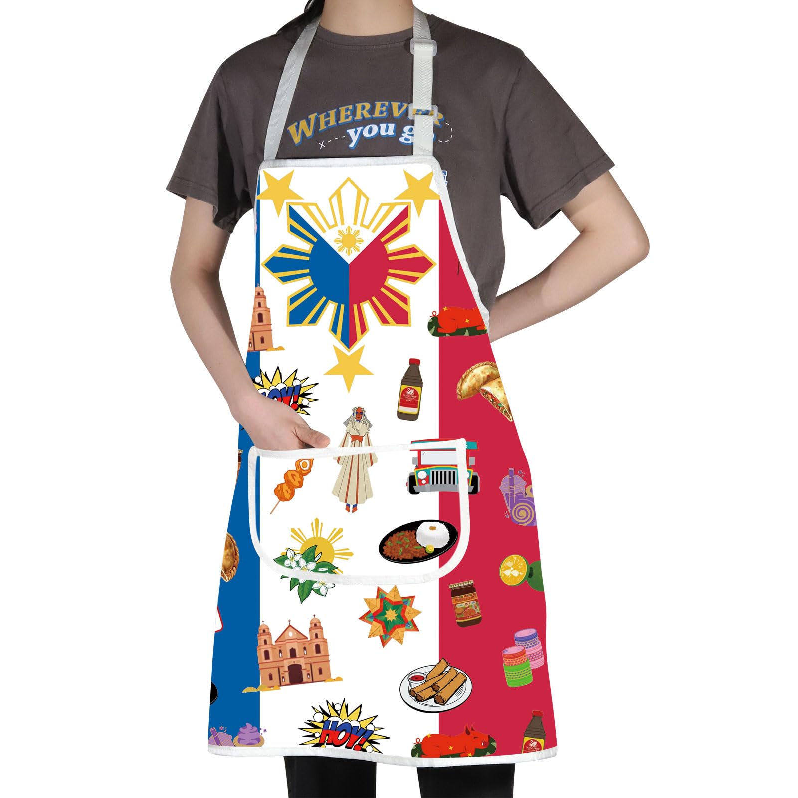 JNIAP Filipino Kitchen Apron Philippines Kitchen Apron Filipino Mom Apron Filipino Chef Gift Philippines Filipino Flag Apron