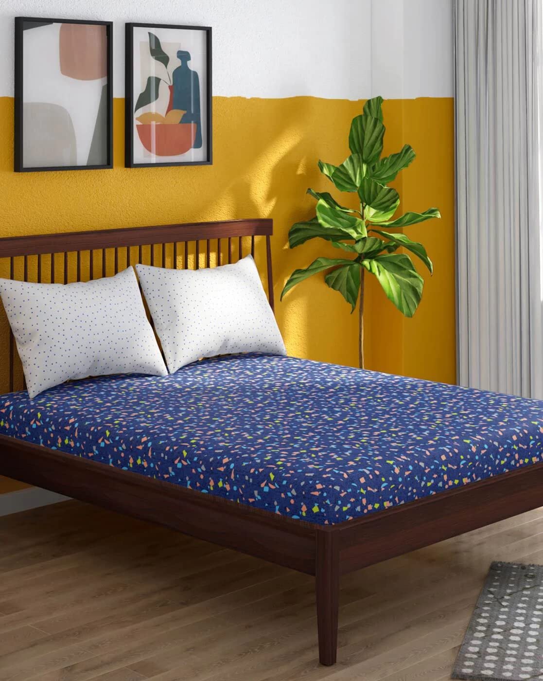 Buy Portico New York Hashtag 100 Cotton 144TC Double King Size Elastic