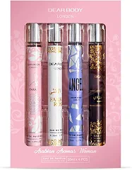Arabian Aromas Woman Kit de Perfumes Árabes Femininos 4 Peças de 35ml Travel Size Spray