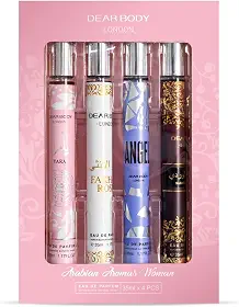 Arabian Aromas Woman Kit de Perfumes Árabes Femininos 4 Peças de 35ml Travel Size Spray