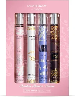 Arabian Aromas Woman Kit de Perfumes Árabes Femininos 4 Peças de 35ml Travel Size Spray