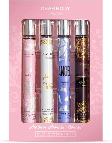 Arabian Aromas Woman Kit de Perfumes Árabes Femininos 4 Peças de 35ml Travel Size Spray