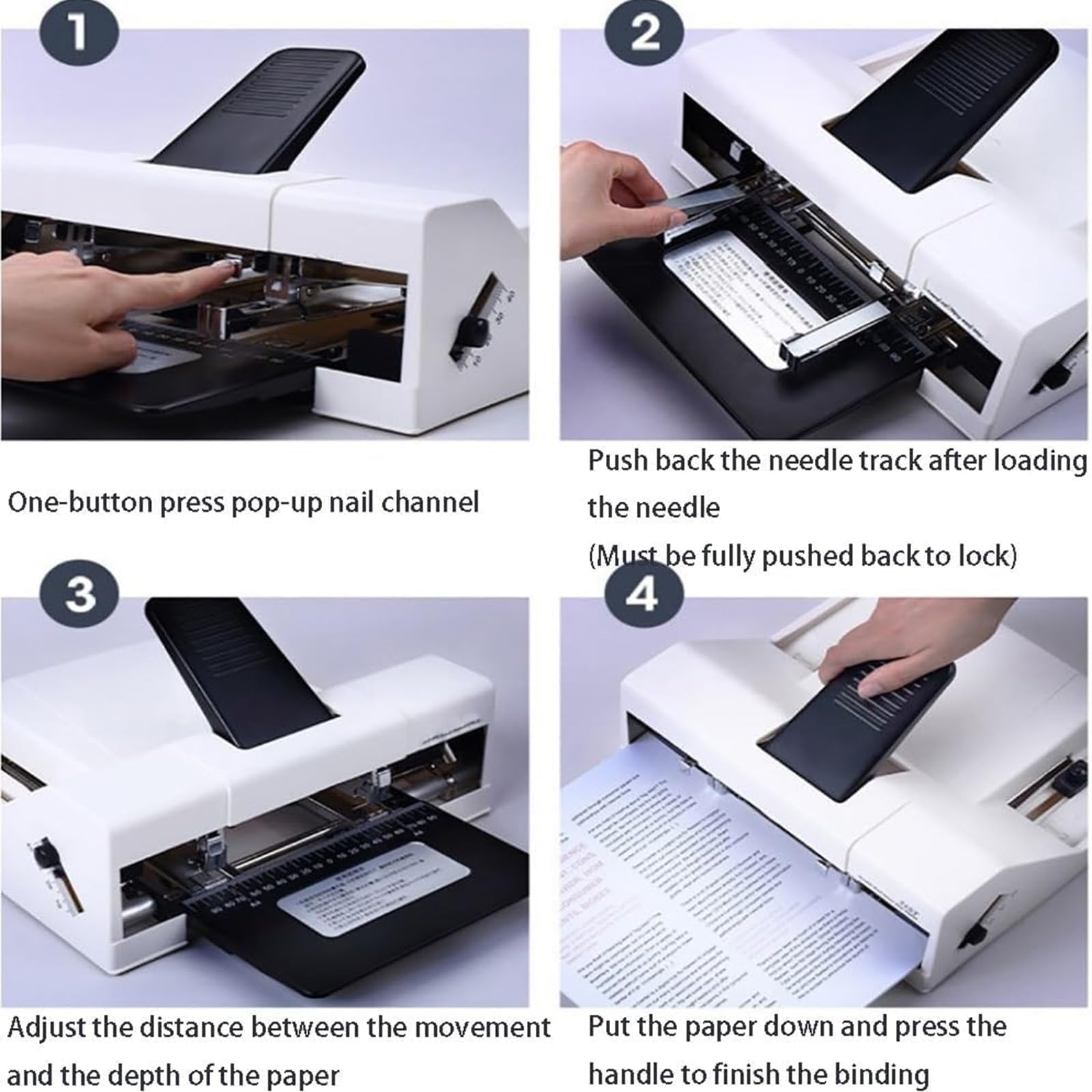 Agrafeuse à double tête robuste pour reliure de bannières, jusqu'à 50 feuilles, profondeur réglable, fonctionne avec A4, A3, A5