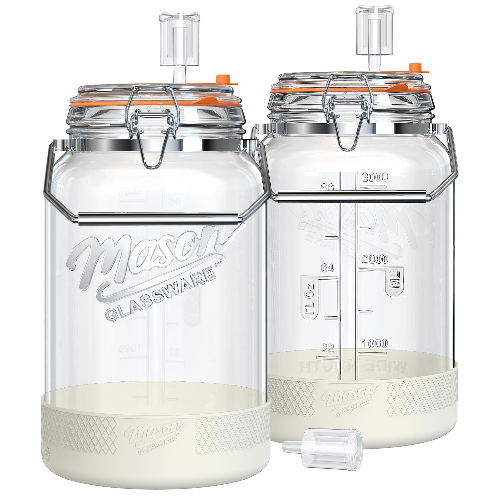 Photo 1 of Upgrade 1 Gallon Fermentation Jars with Airlocks - Wide Mouth Glass Jars with Airtight Lid for Sauerkraut Mead Sourdough Starter Pickle, Fermenting Jar with Handle & Non-Slip Silicone Base, ONLY 1