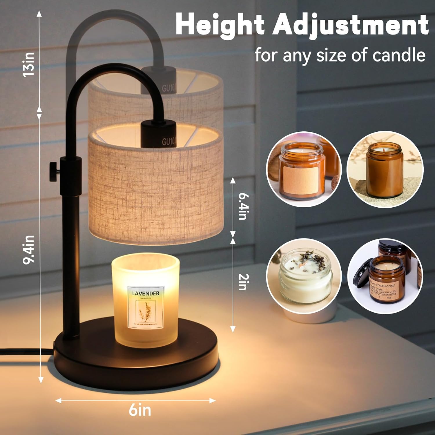 Candle Warmer Lamp with Timer, Dimmable Candle Wax Warmer Candle Lamp Warmer with 2 Bulbs, House Warming Gifts Christmas Gifts for Women Bedroom Home Decor (Linen-Upgraded) - Image 4