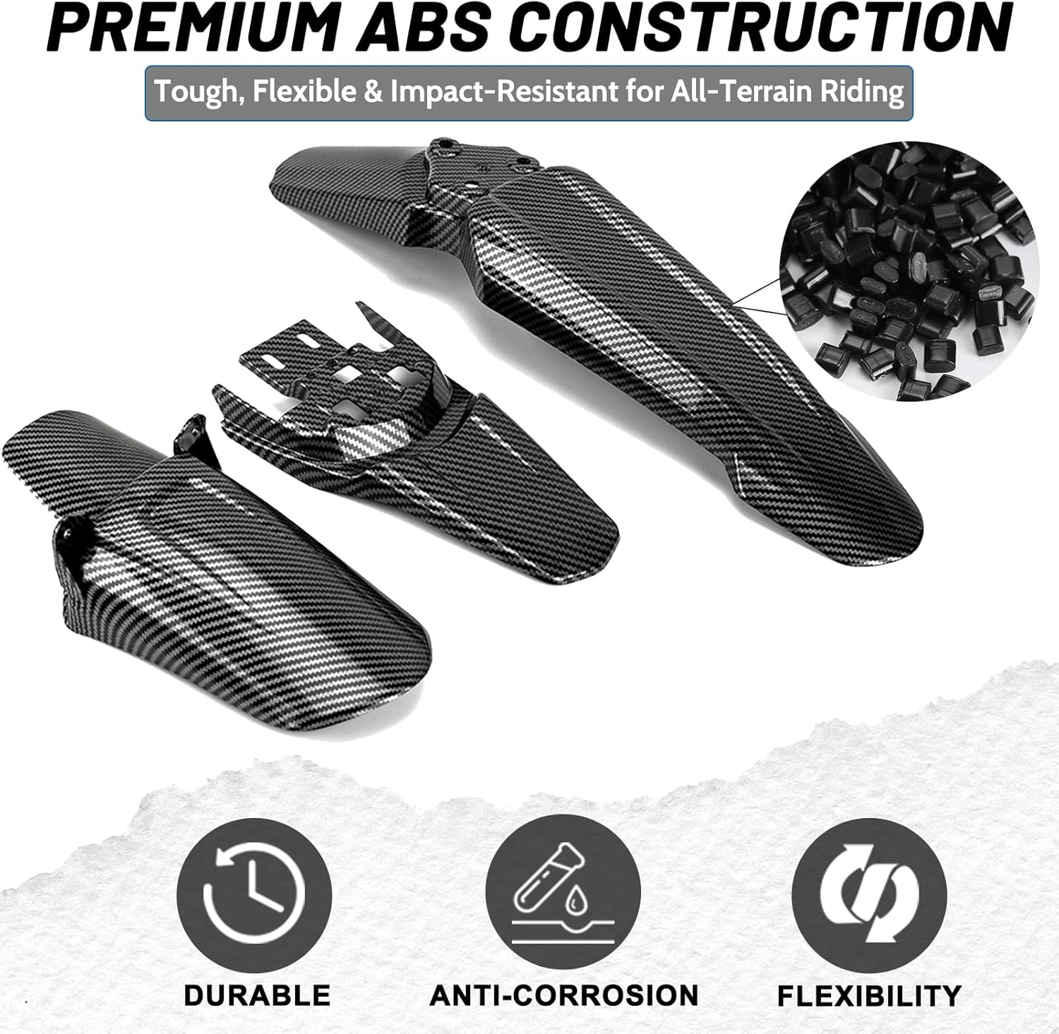 XINGWU Front Rear Fender Set for Surron Light Bee X/S Segway X160/X260 Electric Dirt Bike Fender Shock Fender for Ebikes Surron Parts Carbon Fiber Style Whole Kit