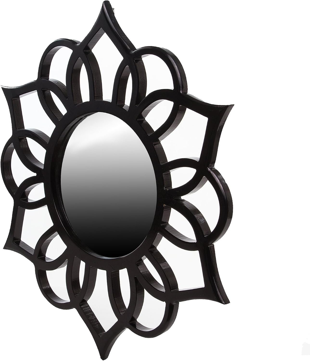 Patton Wall Decor Black Round Ornate Accent Mirror