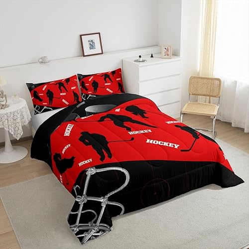 Miniatura 5 de Juego de ropa de cama de hockey, edredón de disco, relleno de edredón, funda de almohada para niños, adolescentes y adultos, regalo para fanáticos