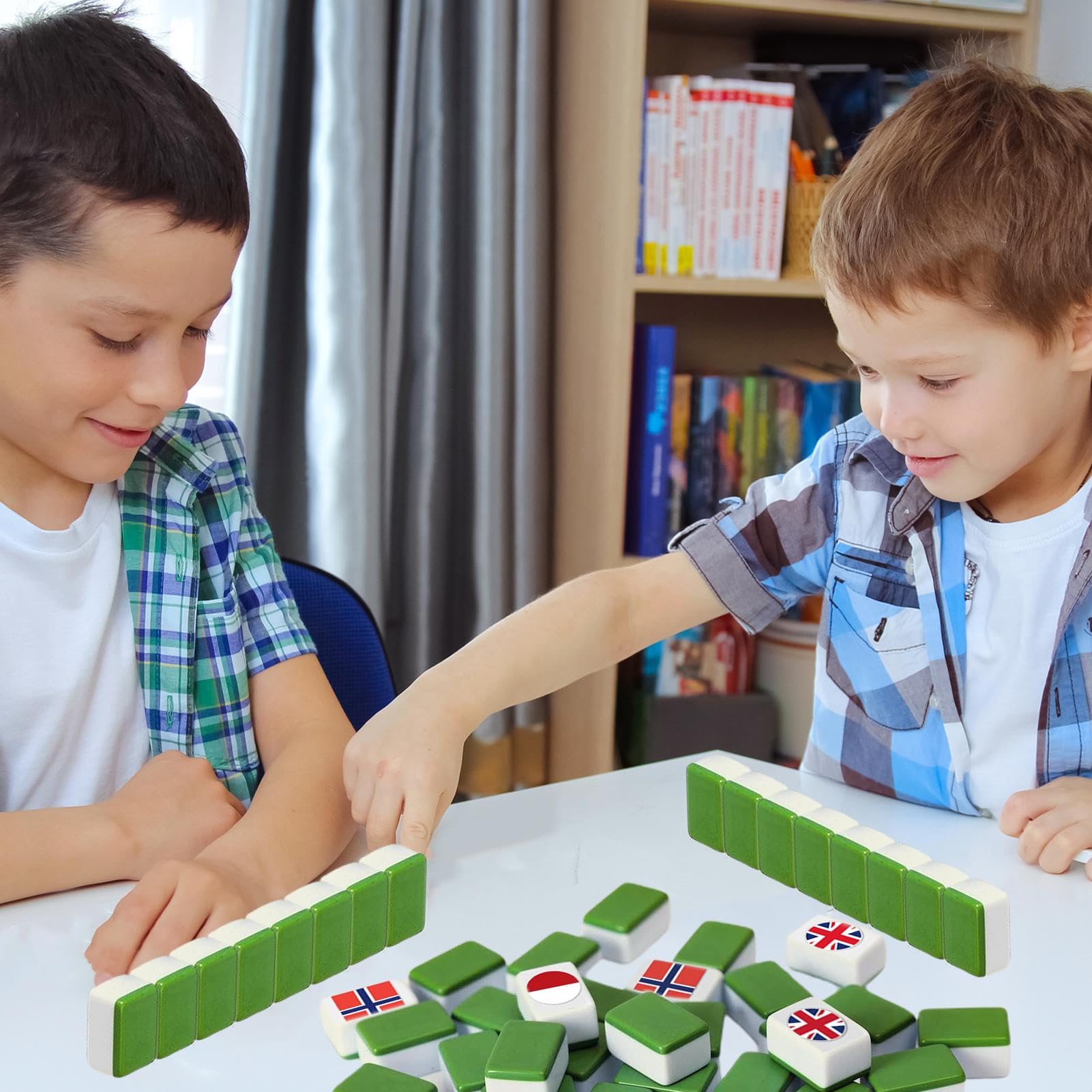 Giochi di Mahjong da viaggio, di carte Mahjong, di puzzle | Mahjong, giochi per feste, da costruzione della bandiera nazionale, set di 64 fiches di Mahjong per