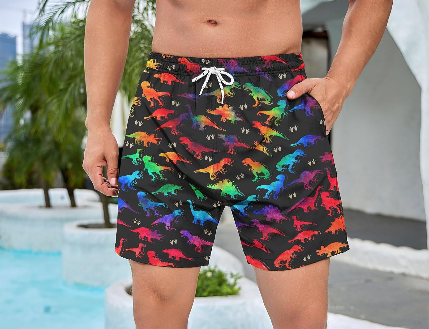 Mens Swim Trunks with Compression Liner 5 Inseam Quick Dry Swimwear Bathing Suit Swimming Board Shorts with 4 Pocket - Image 2