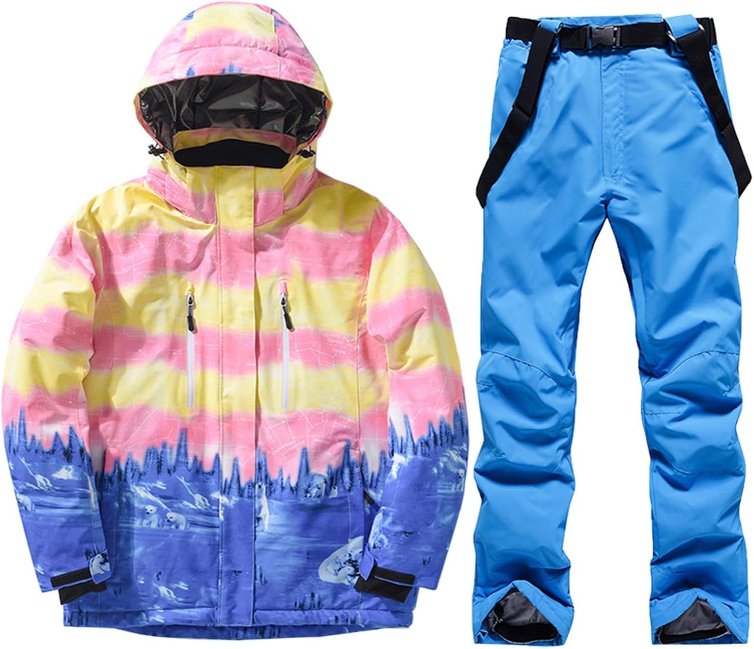 Women Ski Jacket Pants Waterproof Windproof Snowsuit Snowboarding Insulated Winter Warm Coat 2 Piece Set