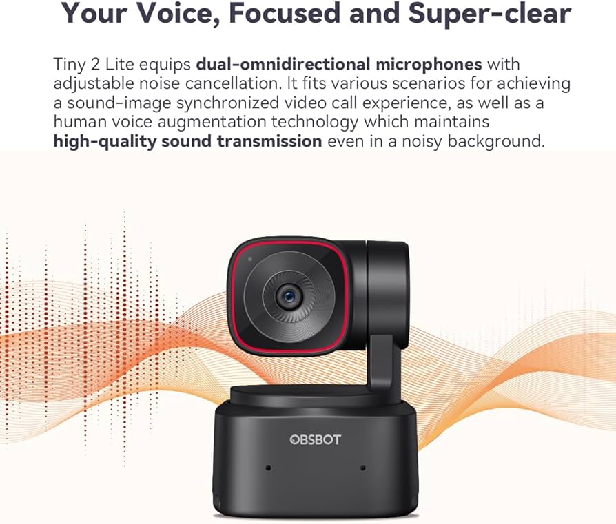 OBSBOT Tiny 2 Lite AI-Powered 4K PTZ Webcam Stunning UHD 4K