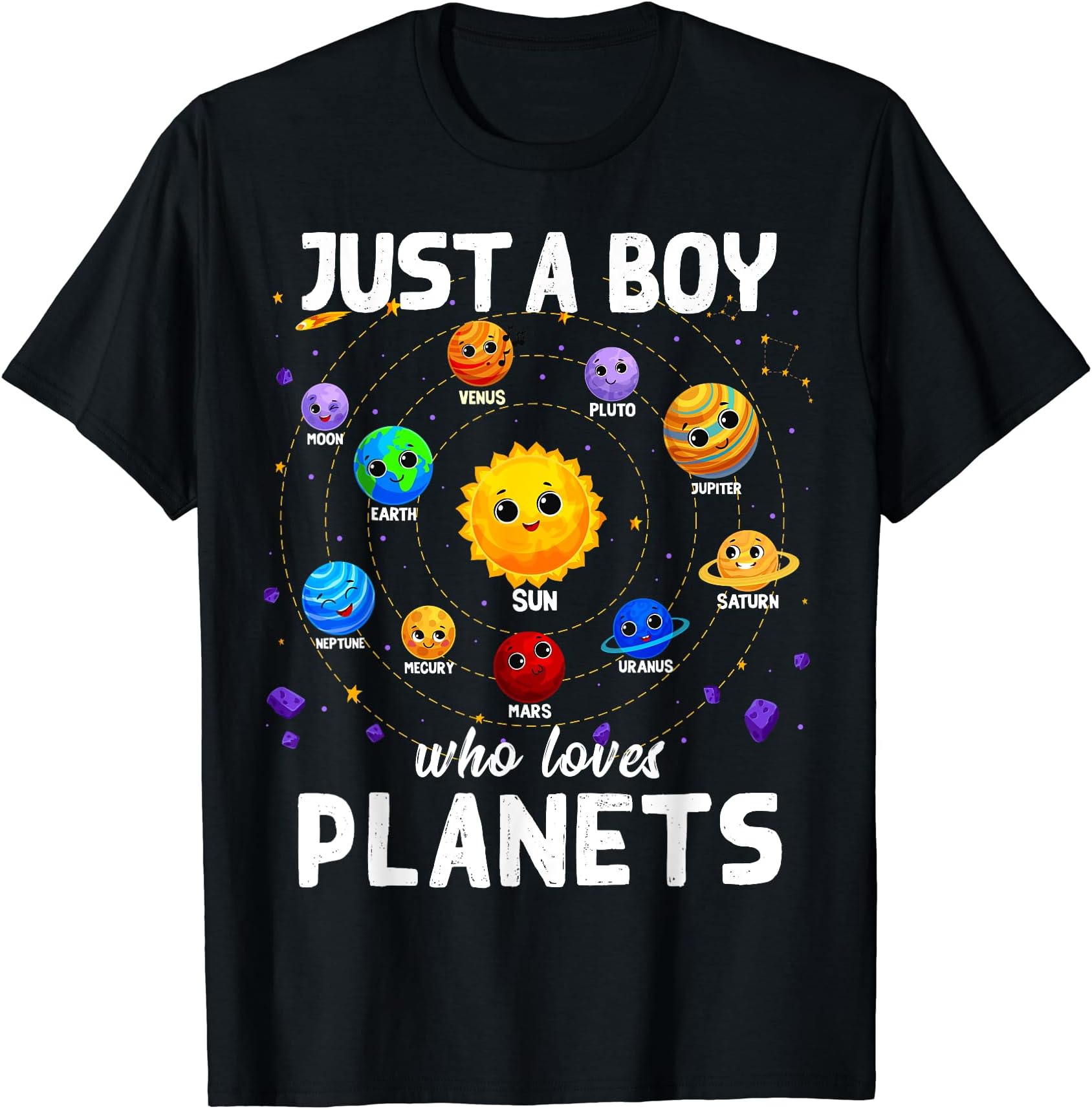 System Space Science kidsJust A Boy Who Loves Planets Solar System Kids Astronauts T-Shirt