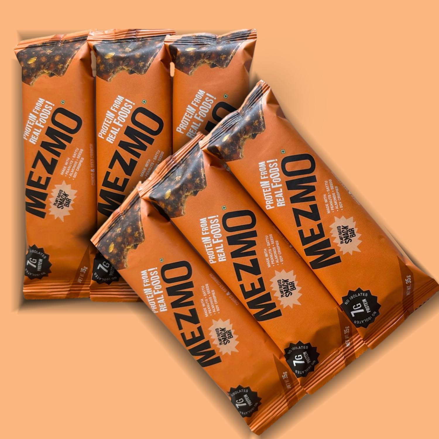 Mezmo Protein Energy Bar 35g Plant based | No Preservative | No Added Sugar | Gut Friendly | No Isolate (Pack of 6) 1