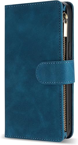 Miniatura 3 de ZZXX Funda tipo cartera para Samsung Galaxy A53 con ranura para tarjeta de bloqueo RFID, piel sintética suave de alta calidad, con cremallera, con