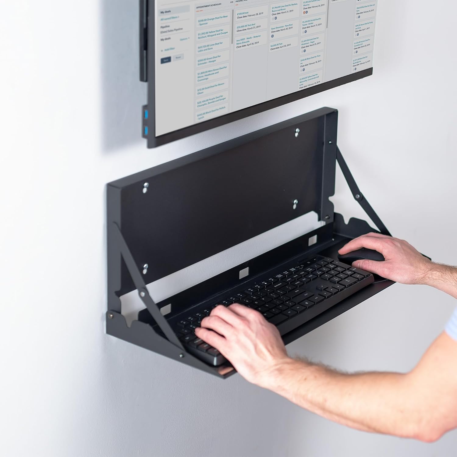 VIVO Flip Down 24 Inch Typing Platform Wall Mount, Fits Standard Size Keyboards and Mice, Space Saving Design, Mouse Pad Included, Black, Mount-FDKB1