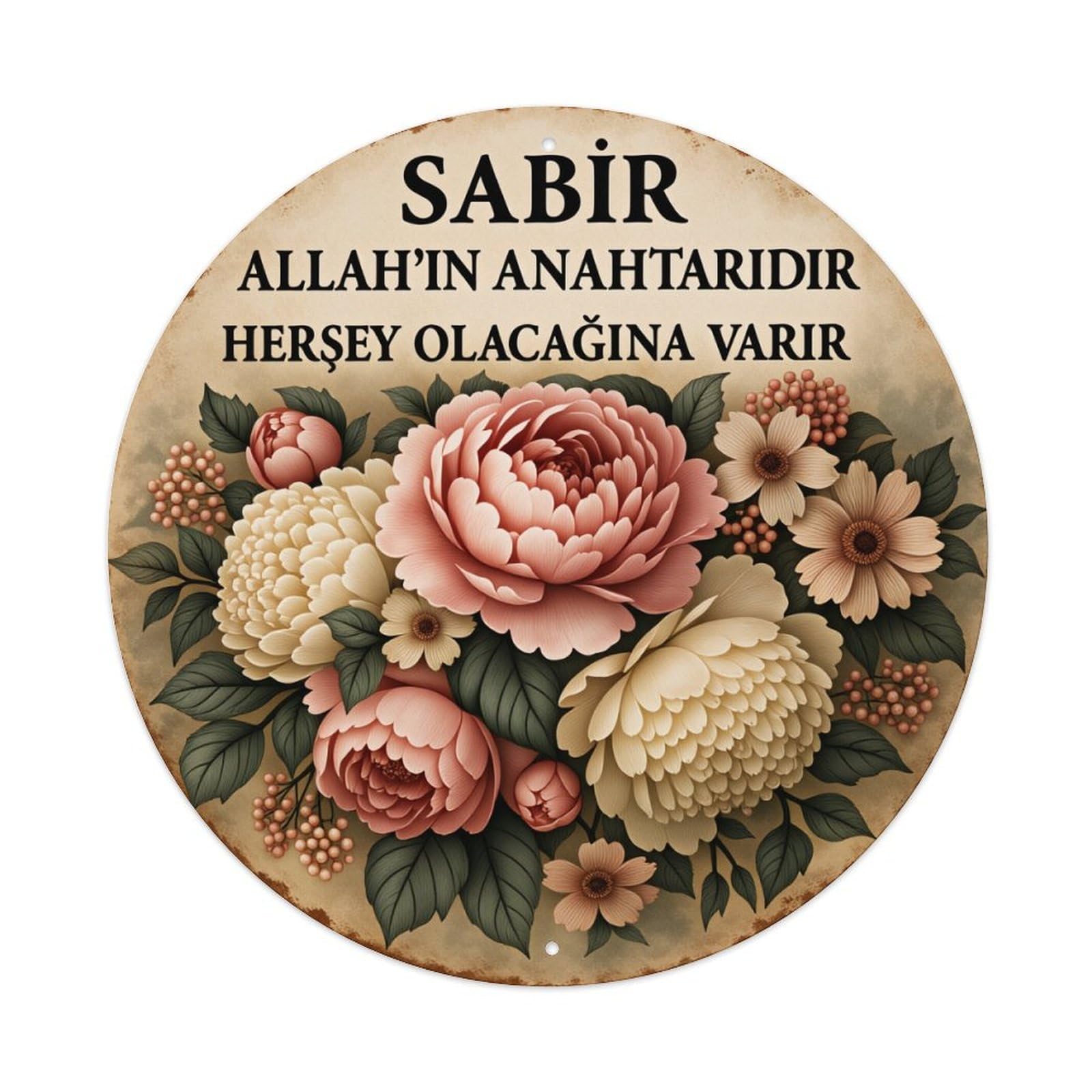 Floral Arrangement With Text Round Tin Sign Vintage Style Metal Sign Home Bar Garden Wall Plaque Decor Metal Poster 8x8 Inch