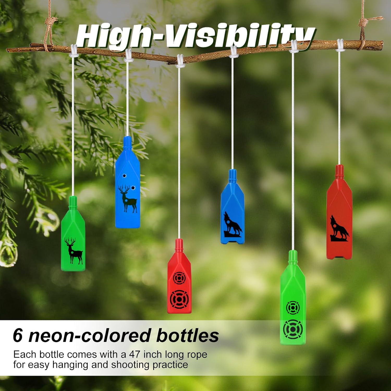 Ideagle 3/6 Pack Shatterproof Bottle Shooting Targets, Plastic Bottles for Backyard Shooting, with Hanging Rope for Target Practice, Ideal for Indoor and Outdoor Training