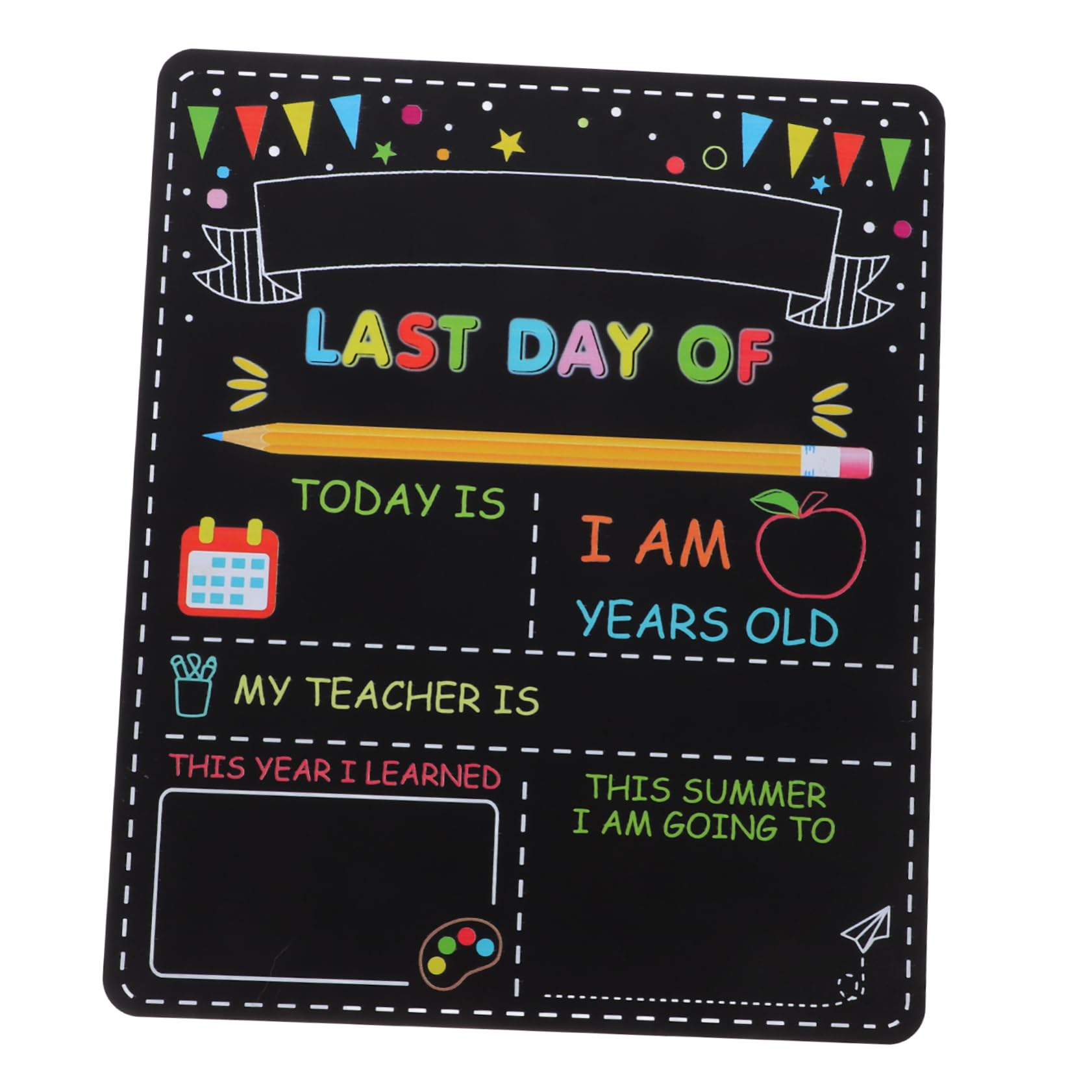 DOITOOL 5 Piezas Pizarra Escolar de Madera Doble Cara Reutilizable para Primer Día de Preescolar Infantil y º de Primaria Decoración Escolar Resistente y Ligera