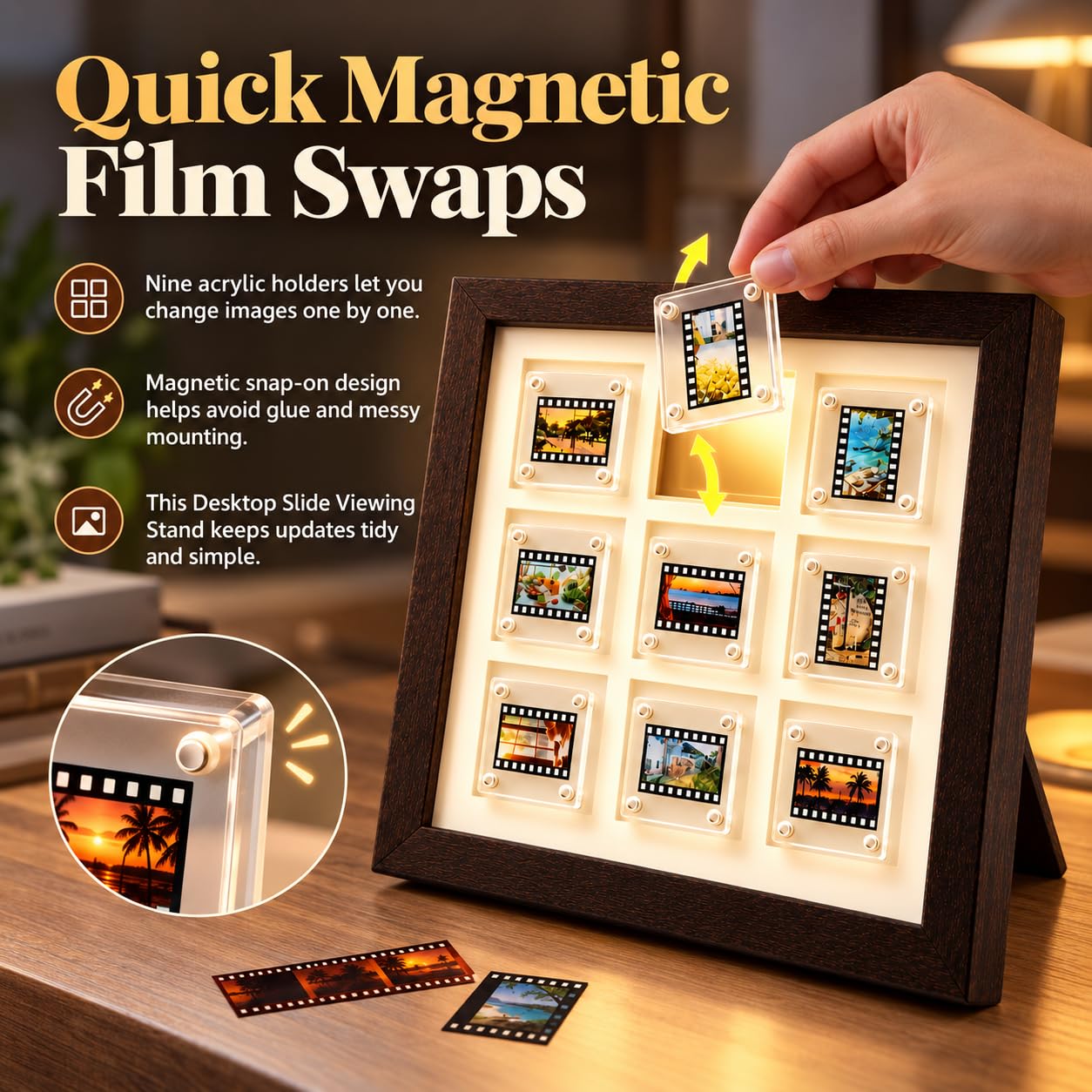 Visor de diapositivas y películas de 9 cuadrículas, 135 formatos, soportes