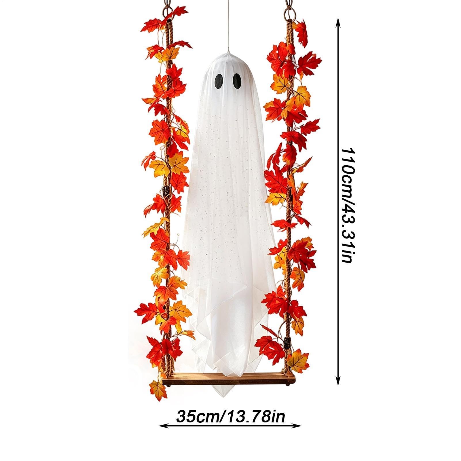 Generico Grande Fantasma da Appendere per Halloween con LED telecomandate