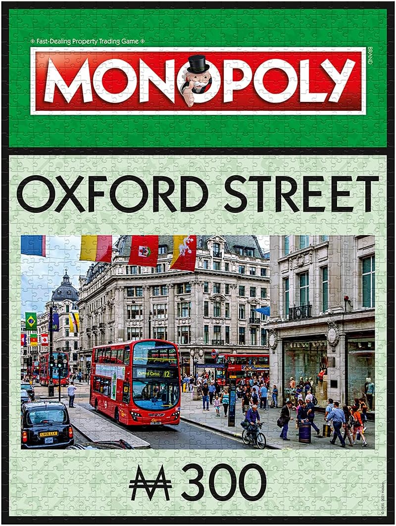 Winning Moves Oxford Street Iconic Monopoly Jigsaw Puzzle Game, Piece Together This Legendary Green Board Space, Inspired by The Classic London Edition of Monopoly, Gift and Toy for Ages 10 Plus