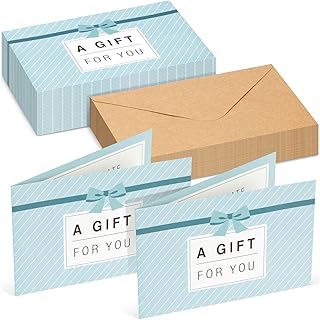 Juvale Blank Gift Cards - 36-Pack 4 x 6 in Blue 250 GSM & Envelopes - Customizable Gift Certificates for Business, Salon & Spa - Paper Certificates
