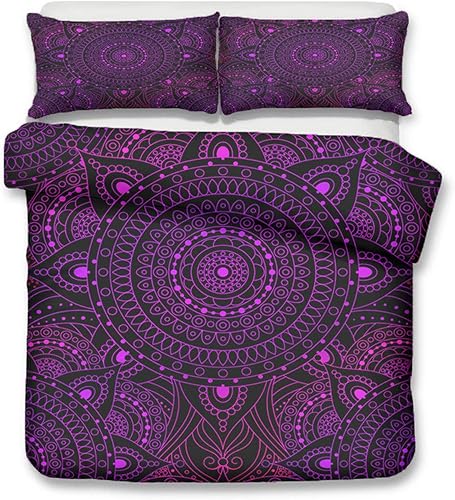 Juego de ropa de cama con estampado 3D de mandala bohemio, textiles para el hogar para adultos, ropa de cama con funda de almohada, funda de edredón