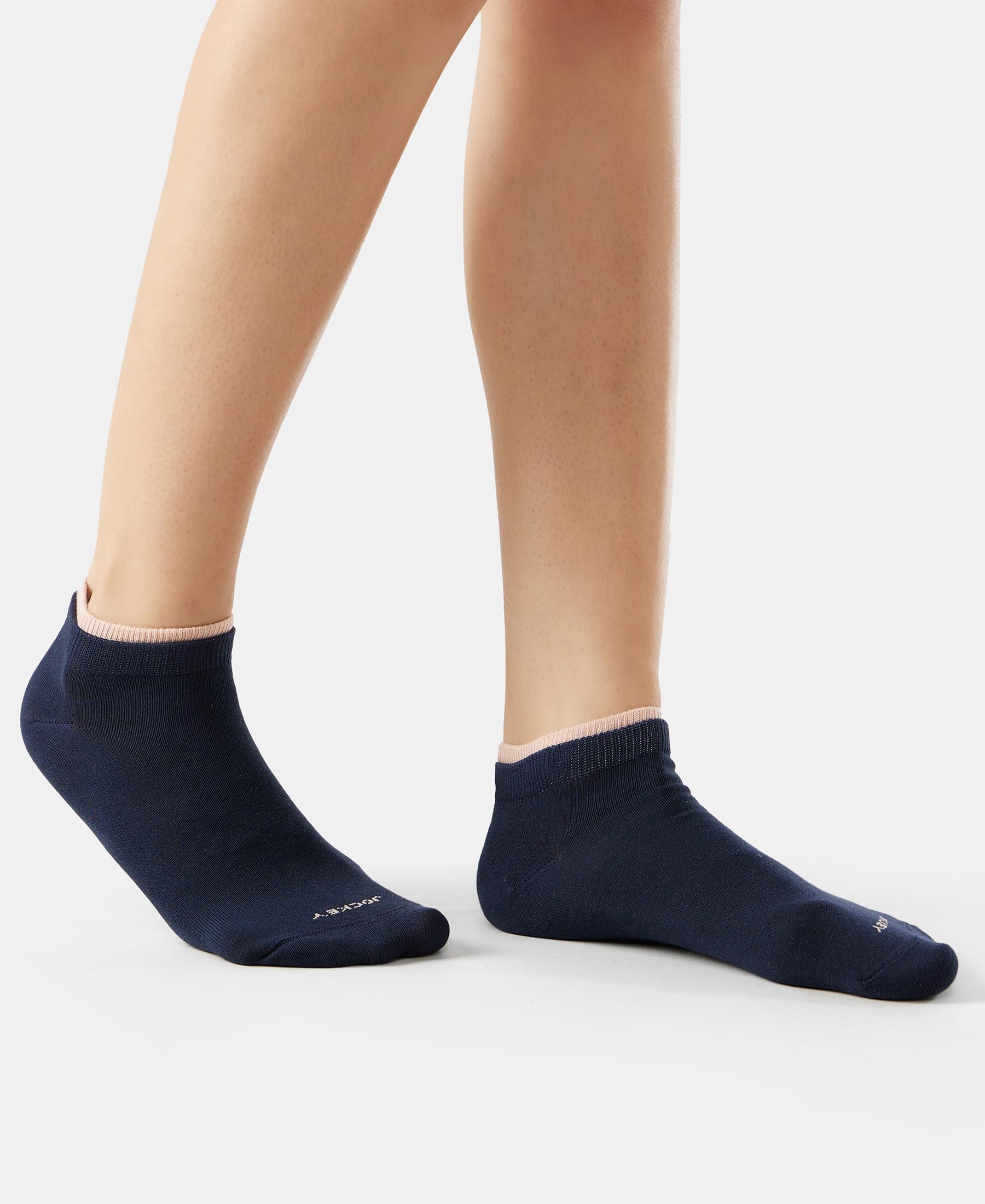 Jockey 7491 Women's Compact Cotton Stretch Solid Regular Low Show Socks With Stay Fresh Treatment (Pack Of 2)_Rose Smoke & Navy_Free Size - Image 7 thumbnail