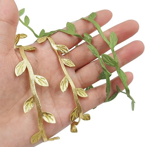 Miniatura 4 de 2 cintas de hojas de 43.7 yardas, cuerda de hojas de lyfLux para guirnalda, manualidades, fiestas, bodas, hogar, pared, decoración de jardín (dorado