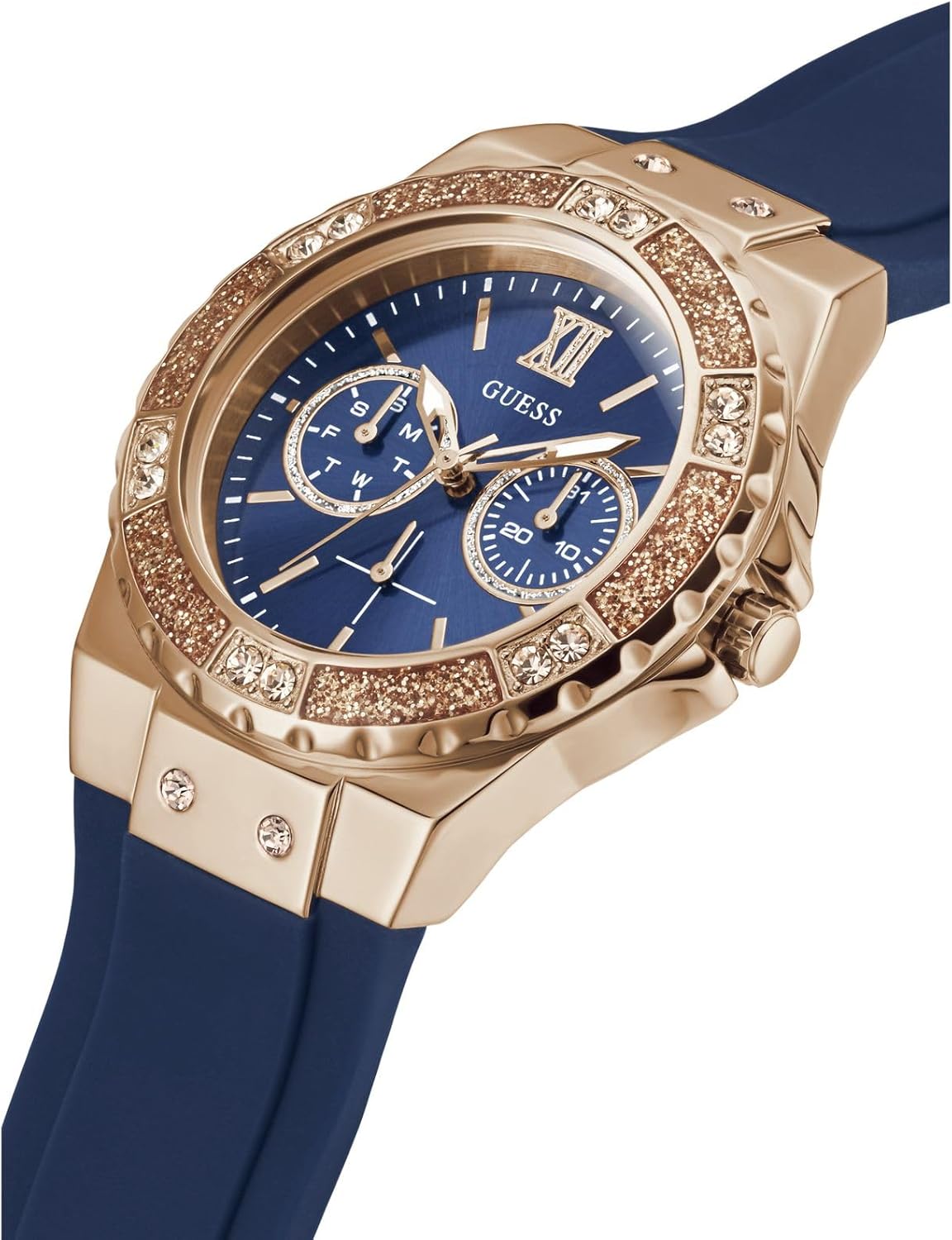 Guess Women's Stainless Steel + Stain Resistant Silicone Watch