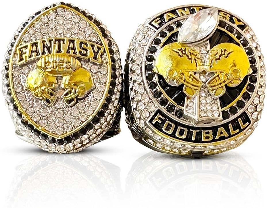 8PCS 2023 Fantasy Football Rings Championship Rings Collection FFL Championship Trophy Gift Box Ring Display Box
