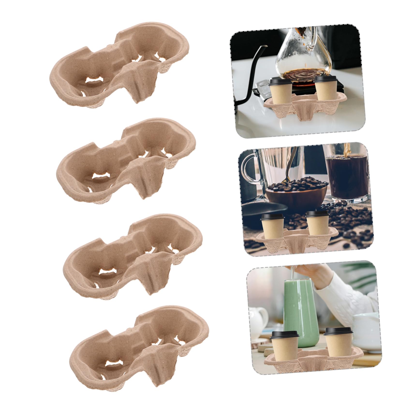 Porta Tazze in Cartone Riciclato da 50 Pezzi Design per 2 Tazze per Consegna di Bevande