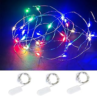 Pack of 3 Sets LED Starry String Lights with 10 Micro LEDs on 3.3ft(1m) Copper Wire, Fairy Lights Battery Powered by 2x CR...