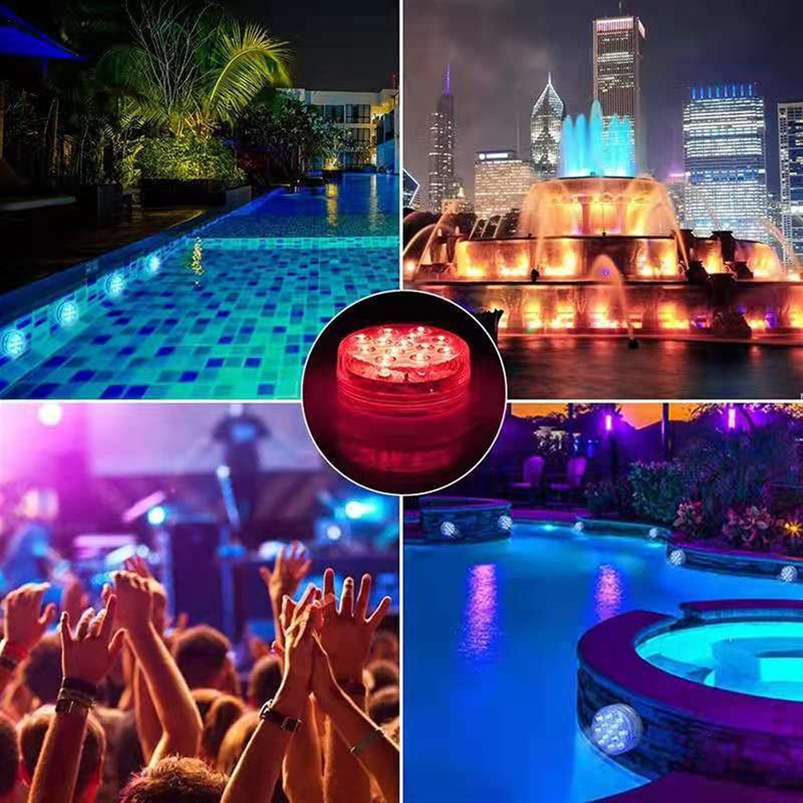 Luci LED per laghetto Luci per Piscina, Luci LED sommergibili 13 LED, Luci per Vasca idromassaggio, Luci LED subacquee Impermeabili, Luci da Bagno Spa in 16 Colori, per Decorazioni