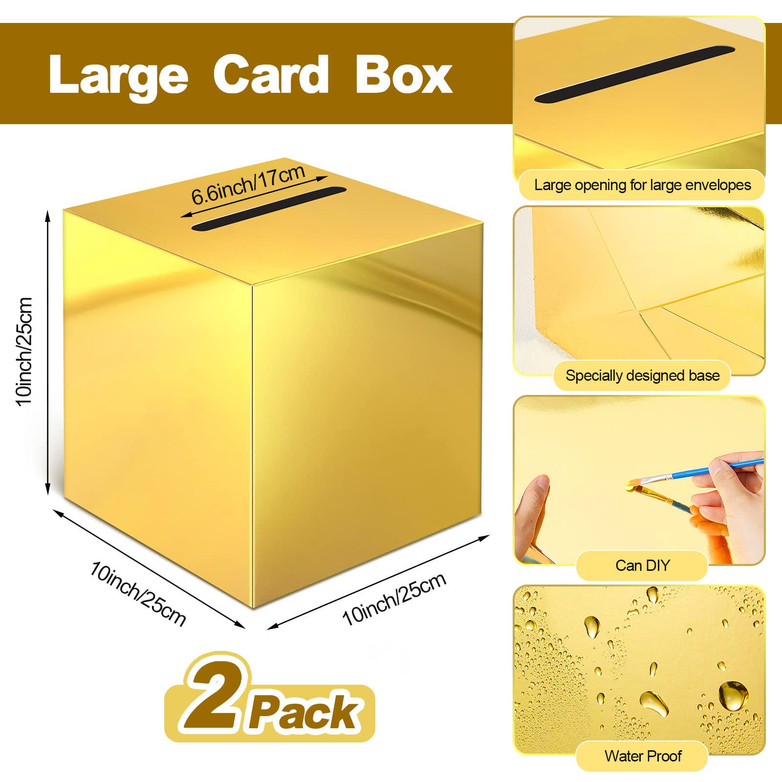 PAPER FAIR Glitzer Karten-Box Groß - Faltbare Wunschbrunnen Box Für Hochzeiten & Feiern